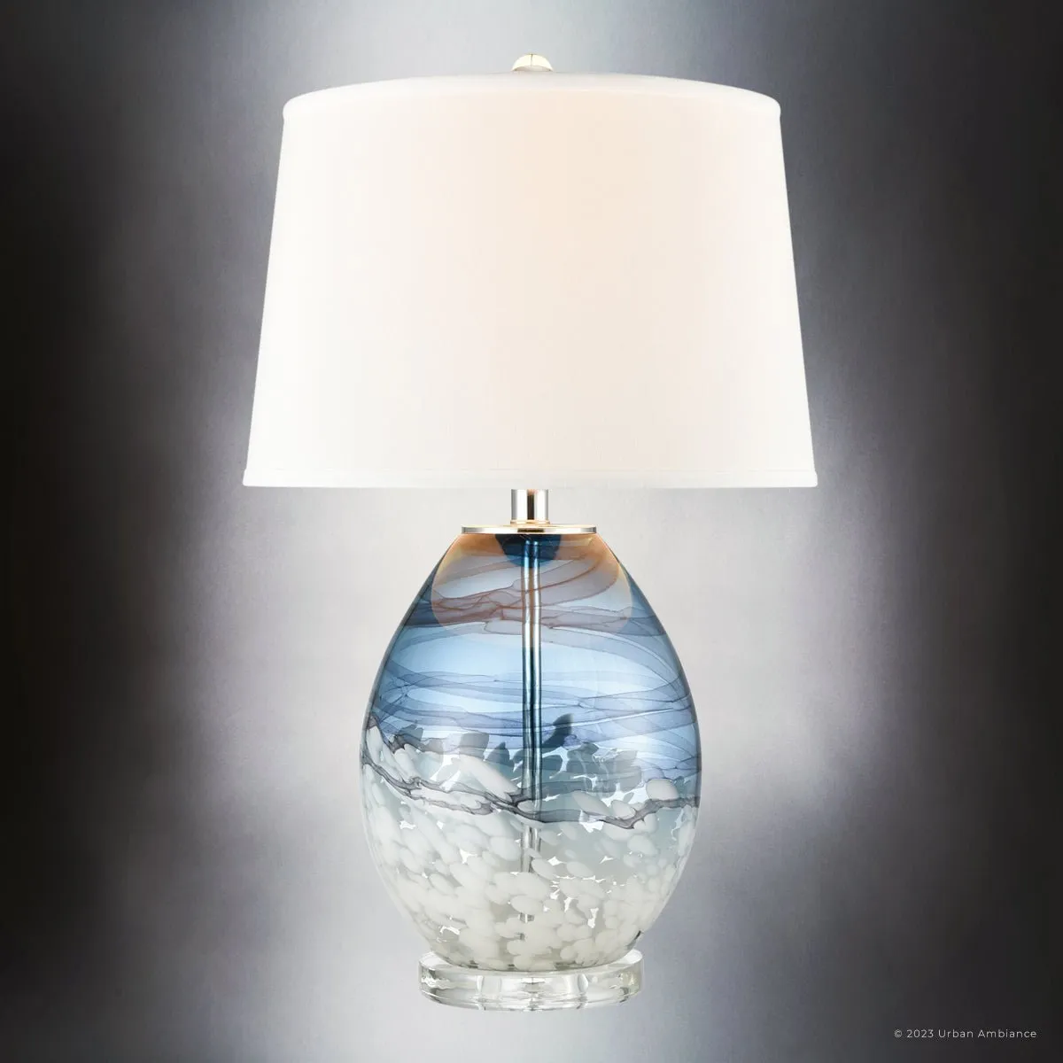 UEX7100 Nautical Table Lamp 15''W x 15''D x 25''H, Clear Blue and White Finish, Decorah Collection