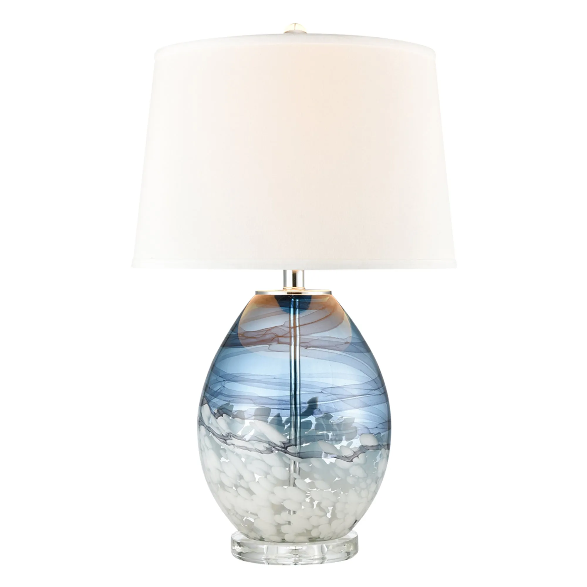 UEX7100 Nautical Table Lamp 15''W x 15''D x 25''H, Clear Blue and White Finish, Decorah Collection