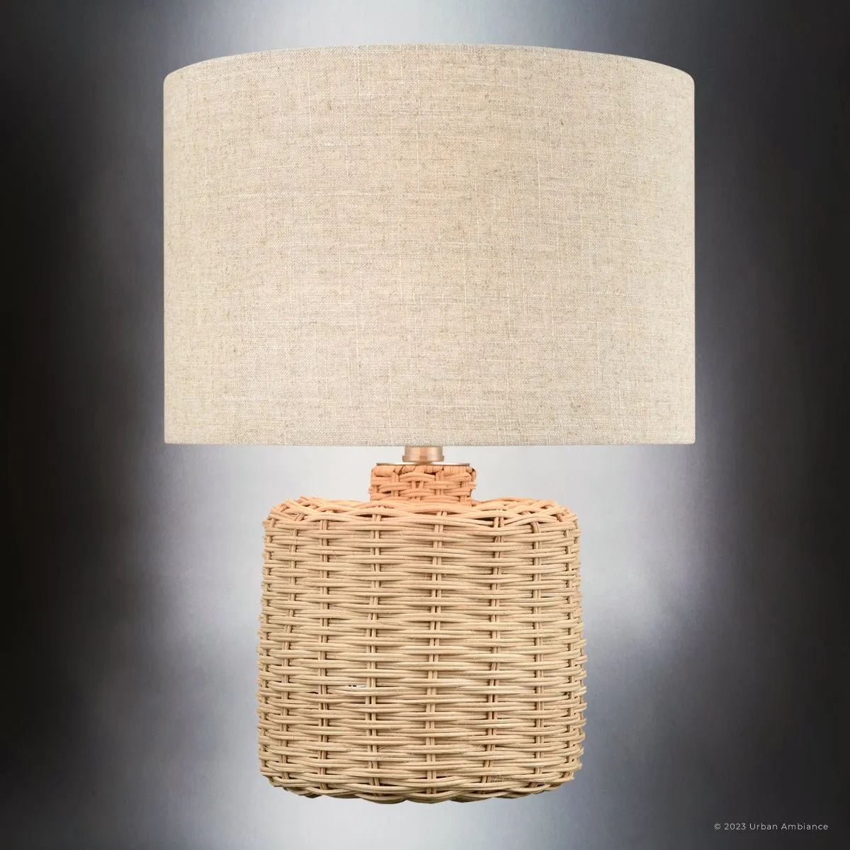 UEX8150 Scandinavian Table Lamp 13''W x 13''D x 18''H, Natural Brown Finish, Lacey Collection