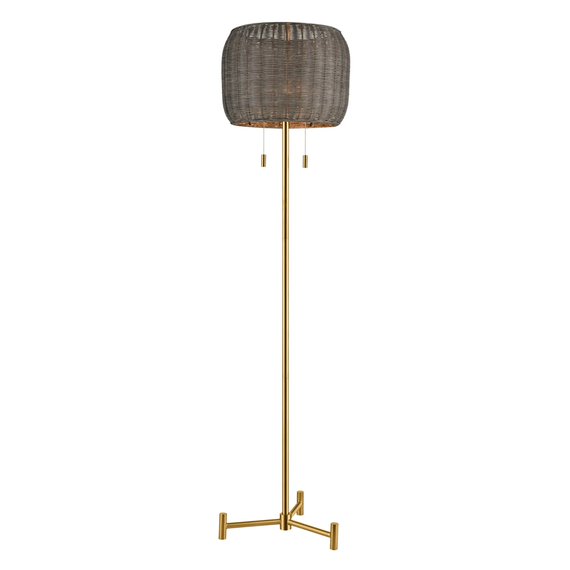 UEX8320 Natural Floor Lamp 16''W x 16''D x 61.5''H, Aged Brass Finish, Solvang Collection