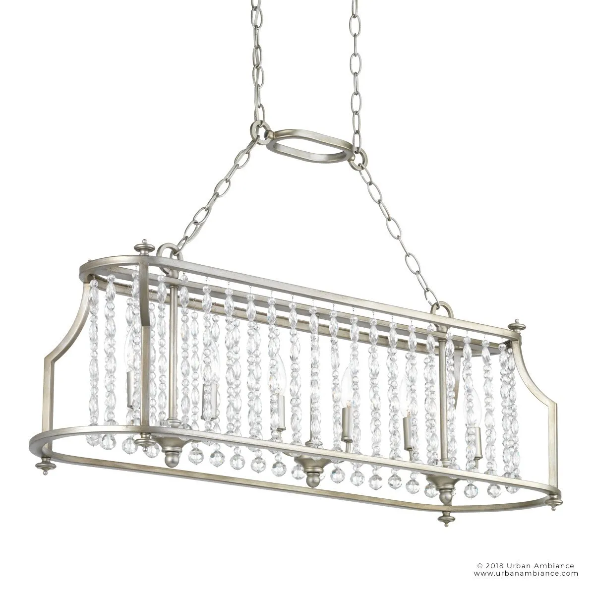 UHP2251 Mediterranean Island/Linear Chandelier, 13.75"H x 38"W, Antique Silver Finish, Lexington Collection