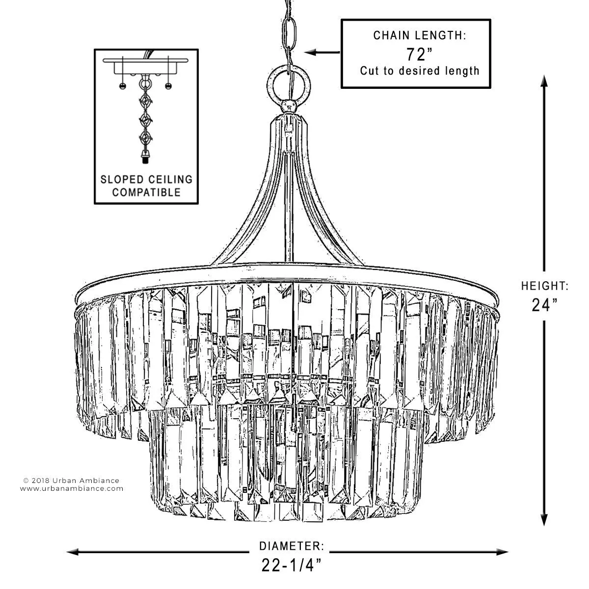 UHP2462 Traditional Chandelier, 23-7/8"H x 22-1/4"W, Olde Bronze Finish, Lille Collection