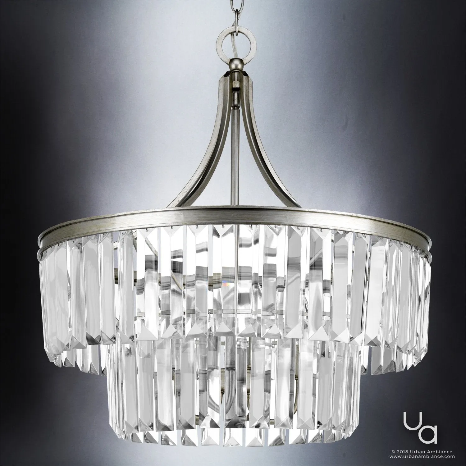 UHP2463 Traditional Traditional Chandelier, 23-7/8"H x 22-1/4"W, Antique Silver Finish, Lille Collection