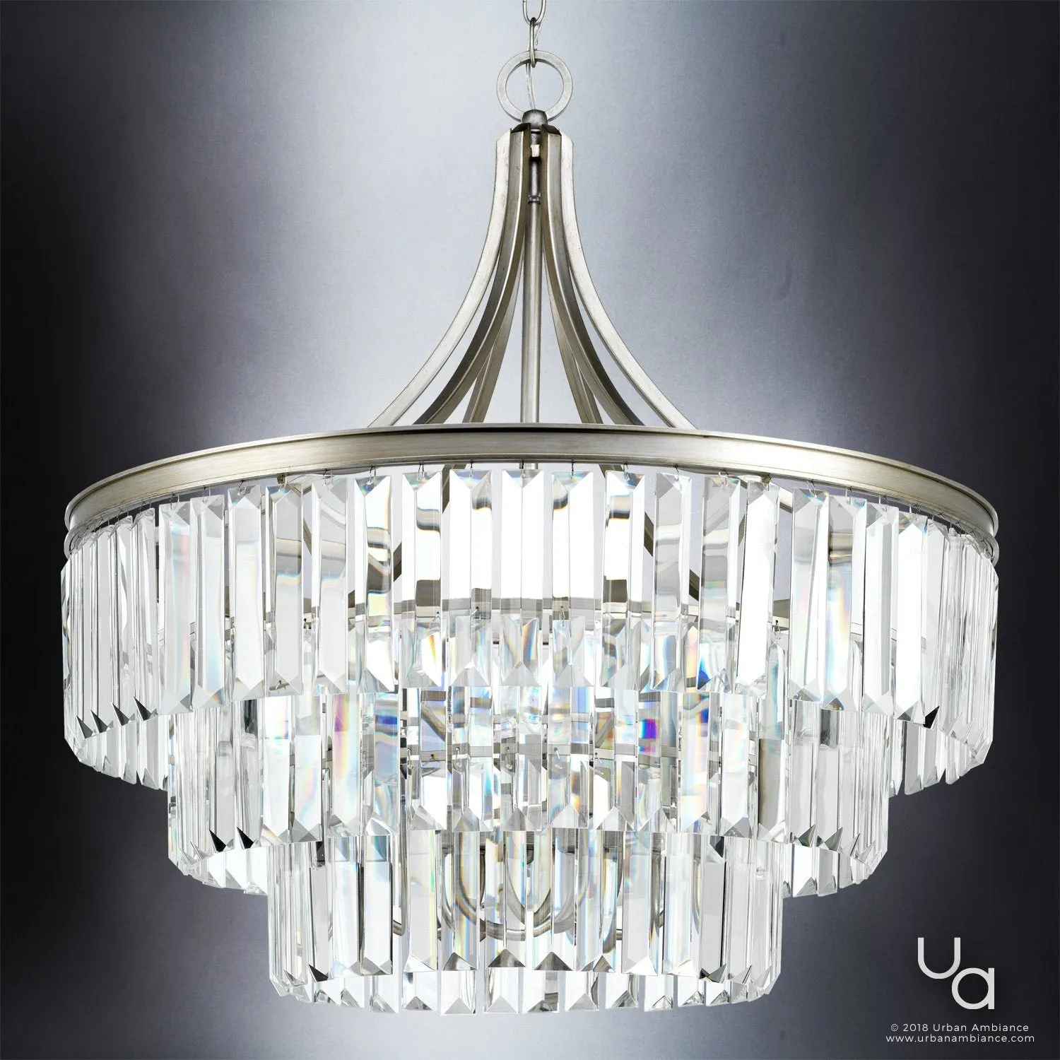 UHP2465 Traditional Traditional Chandelier, 29-1/4"H x 28"W, Antique Silver Finish, Lille Collection