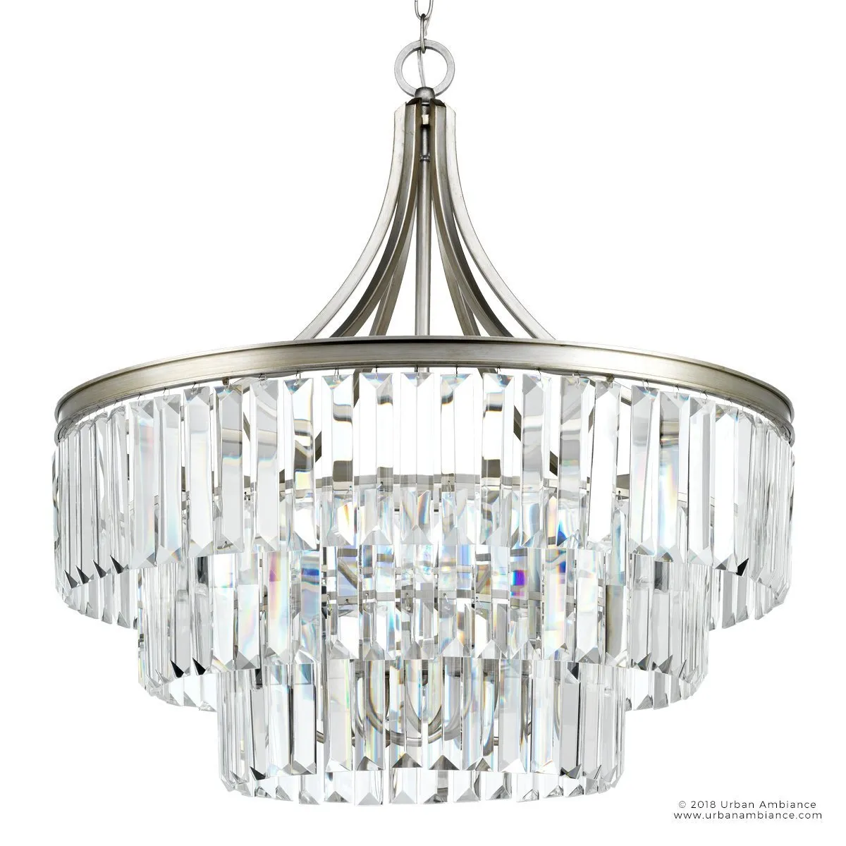 UHP2465 Traditional Traditional Chandelier, 29-1/4"H x 28"W, Antique Silver Finish, Lille Collection