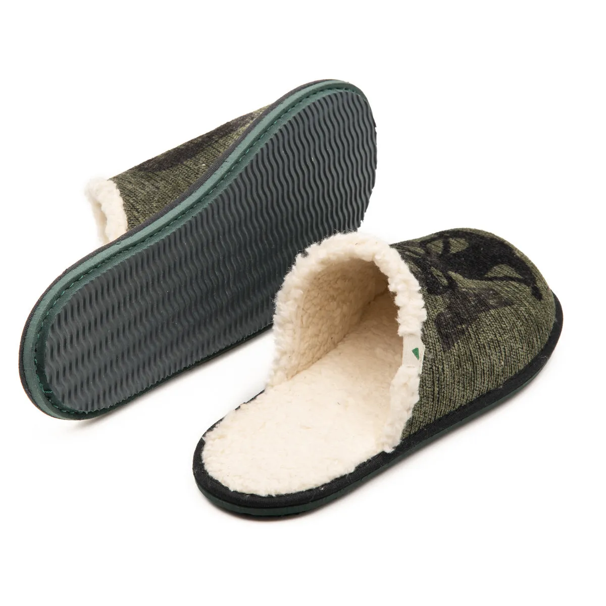 Vegan home slipper green cat SUS013