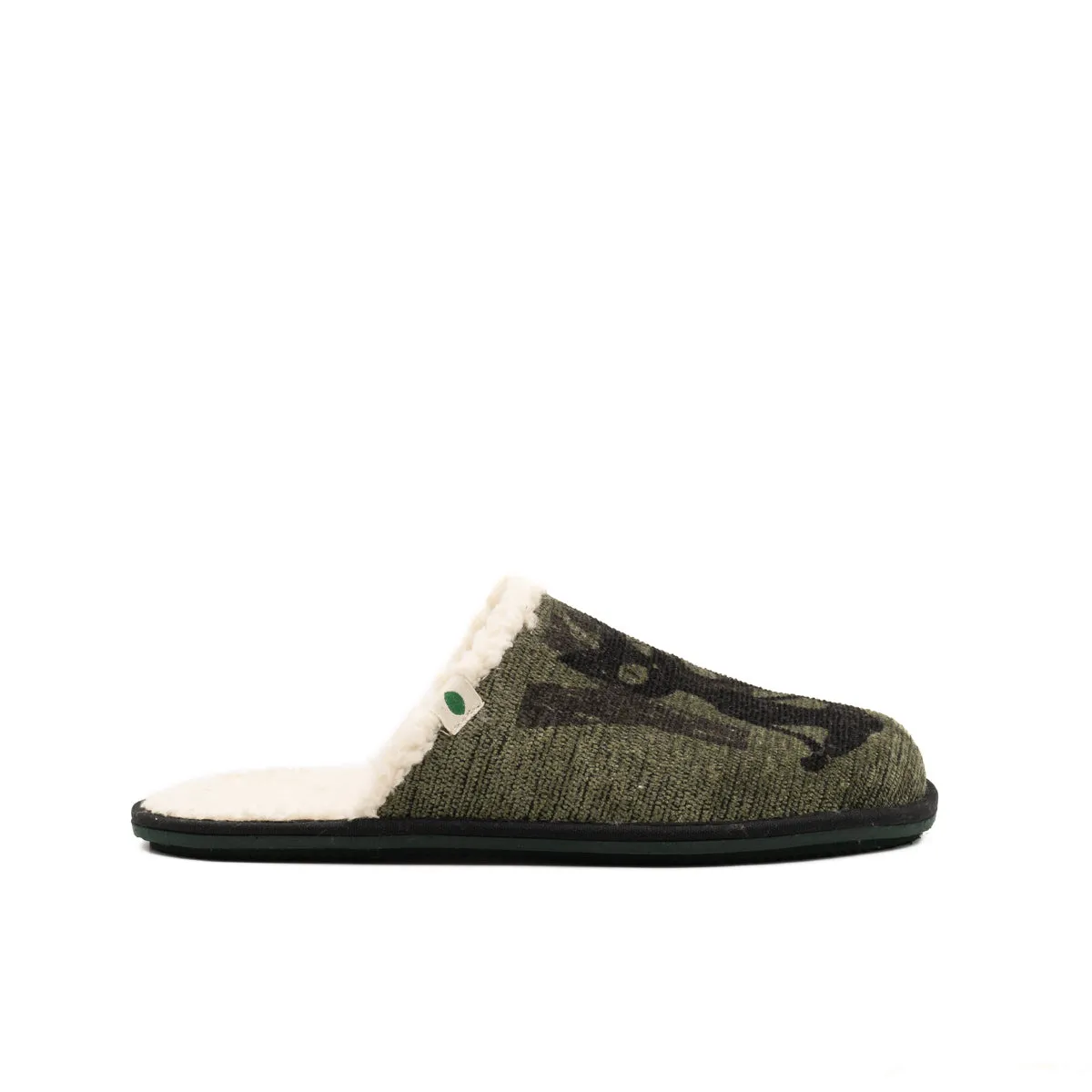 Vegan home slipper green cat SUS013