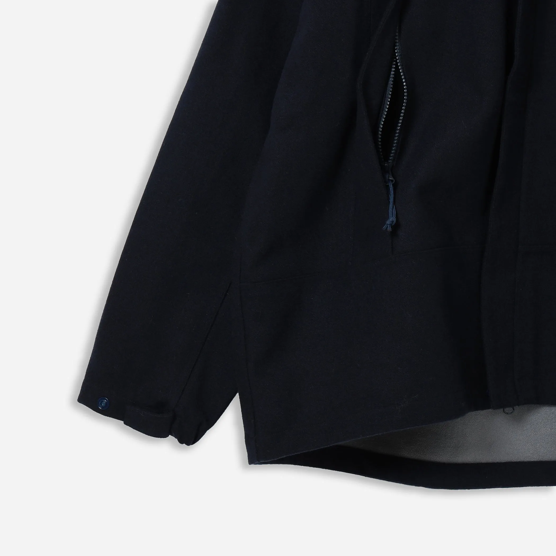 WILLIS HOODED TECH WOOL JACKET - NAVY