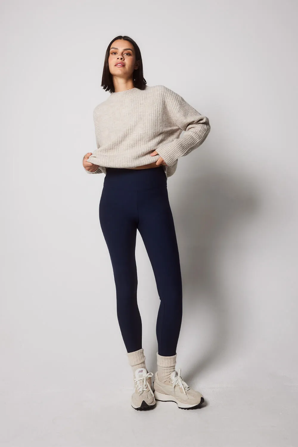 Winter Everyday High Waisted Leggings - Navy