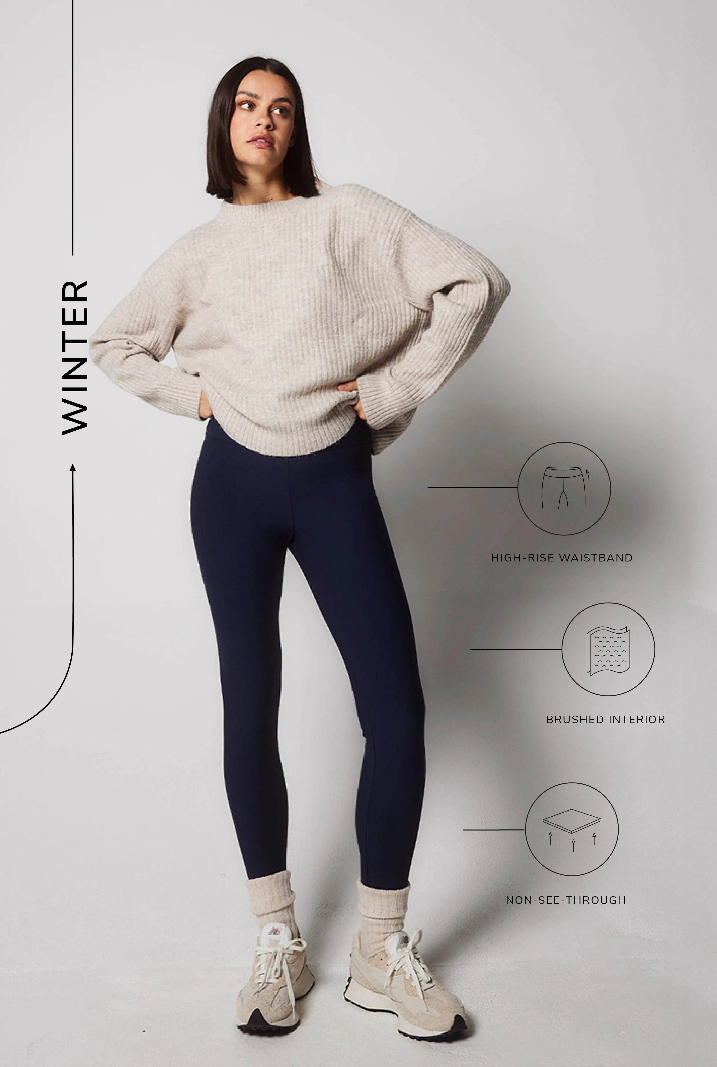 Winter Everyday High Waisted Leggings - Navy