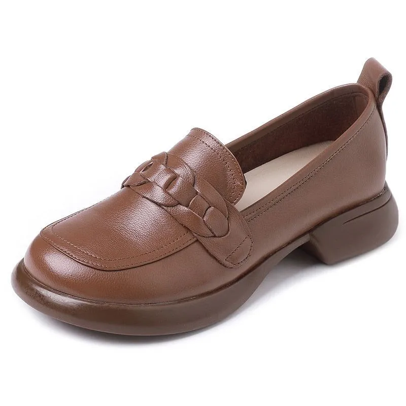 Women's Casual Shoes - British Style Leather Loafers (FC1201)