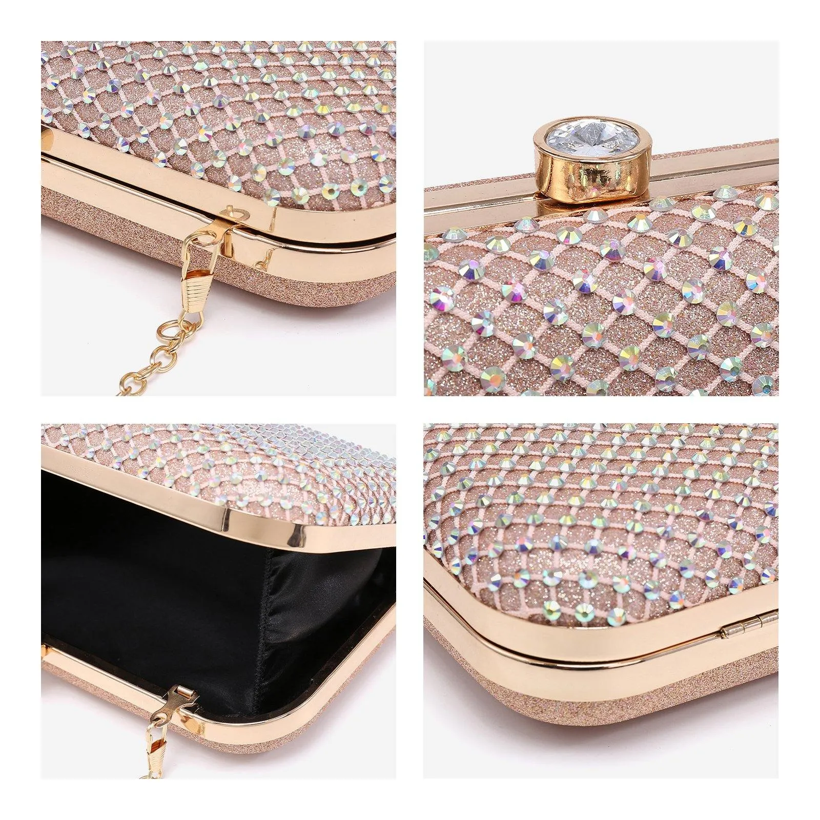 Womens Sparkling Rhinestone Clutch Evening Purse for Prom Party Wedding Dasein