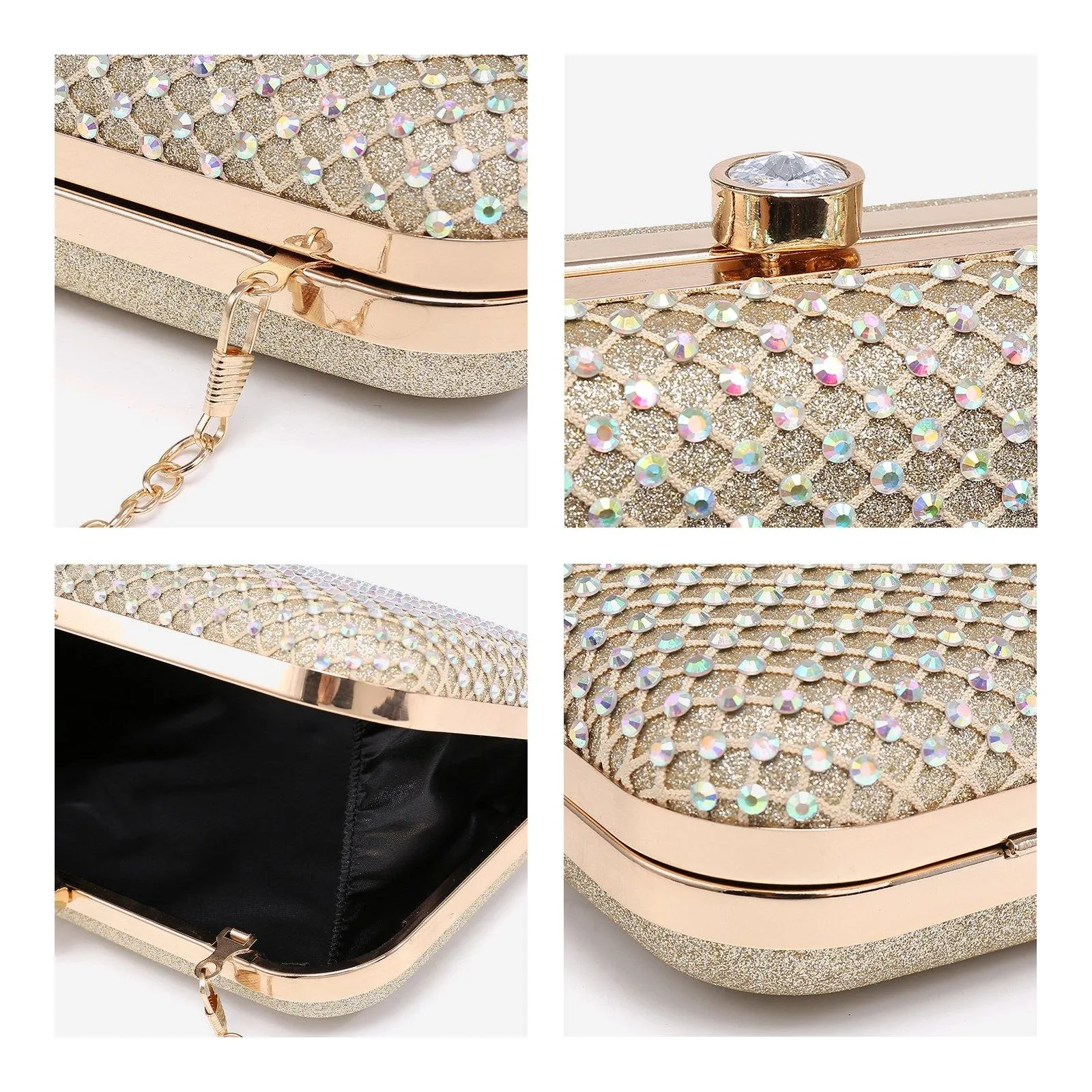 Womens Sparkling Rhinestone Clutch Evening Purse for Prom Party Wedding Dasein